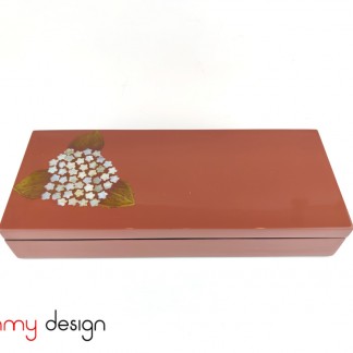 Rectangular lacquer box with pearl hydrangea  13*30cm